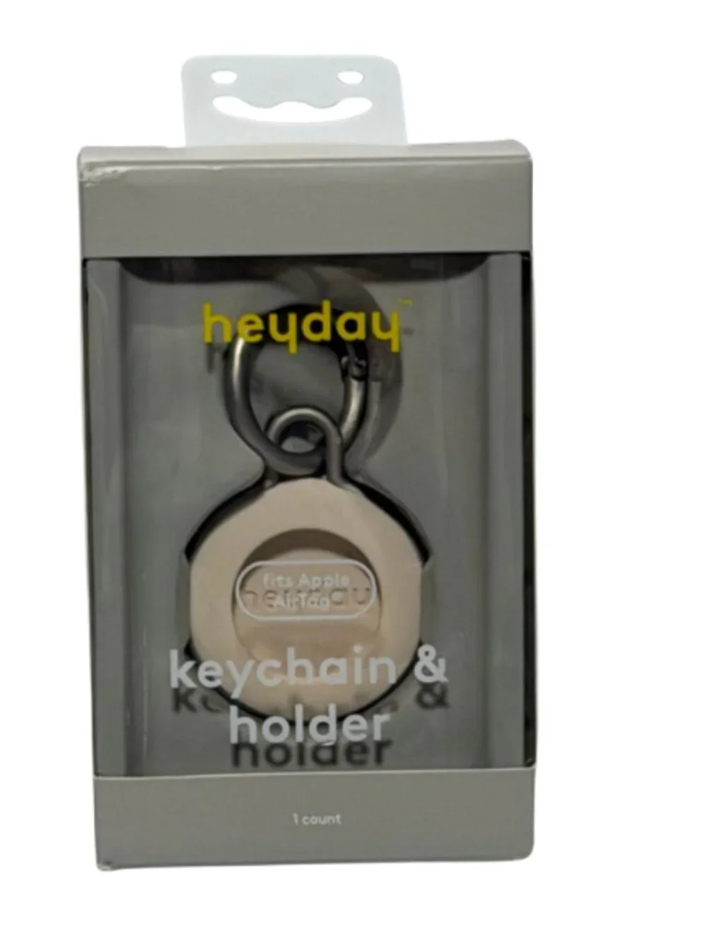 Heyday AirTag Holder Keychain Beige Case Fits Apple AirTag Beige Secure Clip
